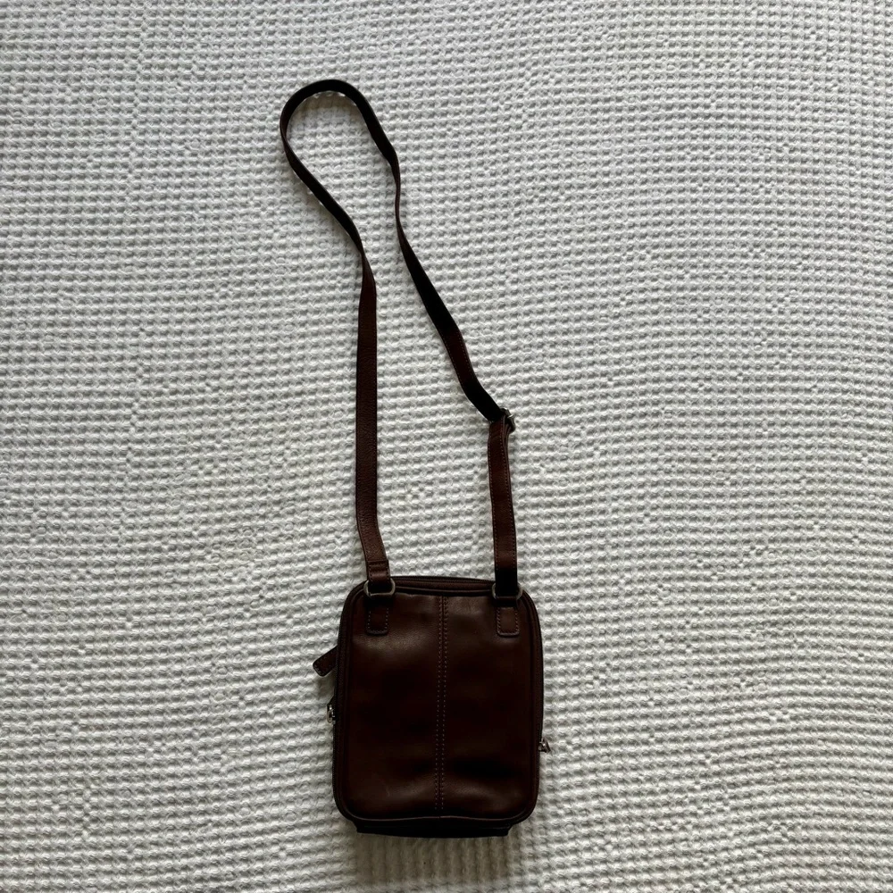 Fossil Vintage Dark Brown Pebbled Leather Crossbody Bag Purse - Picture 6 of 7